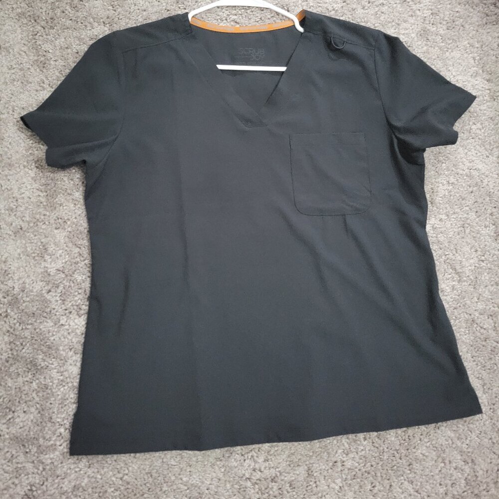 Scrub Joy Black Large Short One Pocket Scrub Top